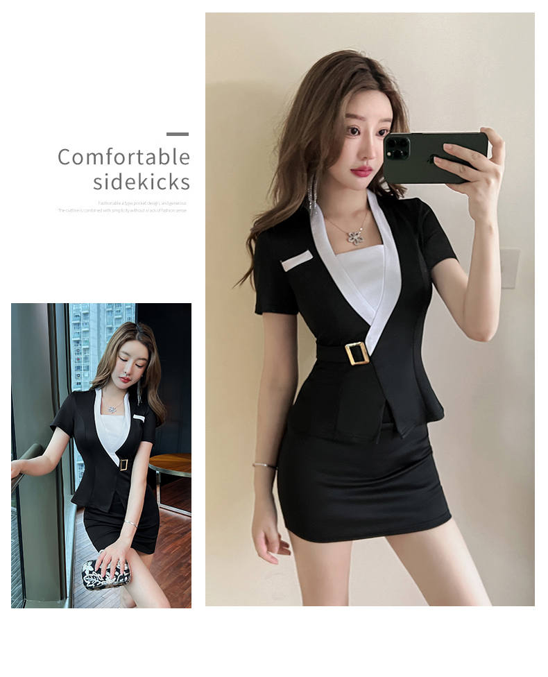 Business elegant slim short-sleeved professional suit skirt for women G25-2688