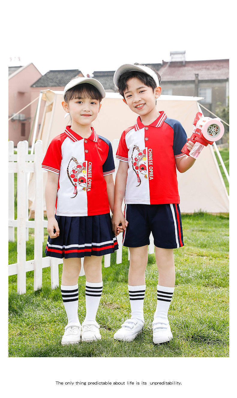 Summer campus primary and secondary school students sports style short-sleeved school uniform suit two-piece suit Z13-D106