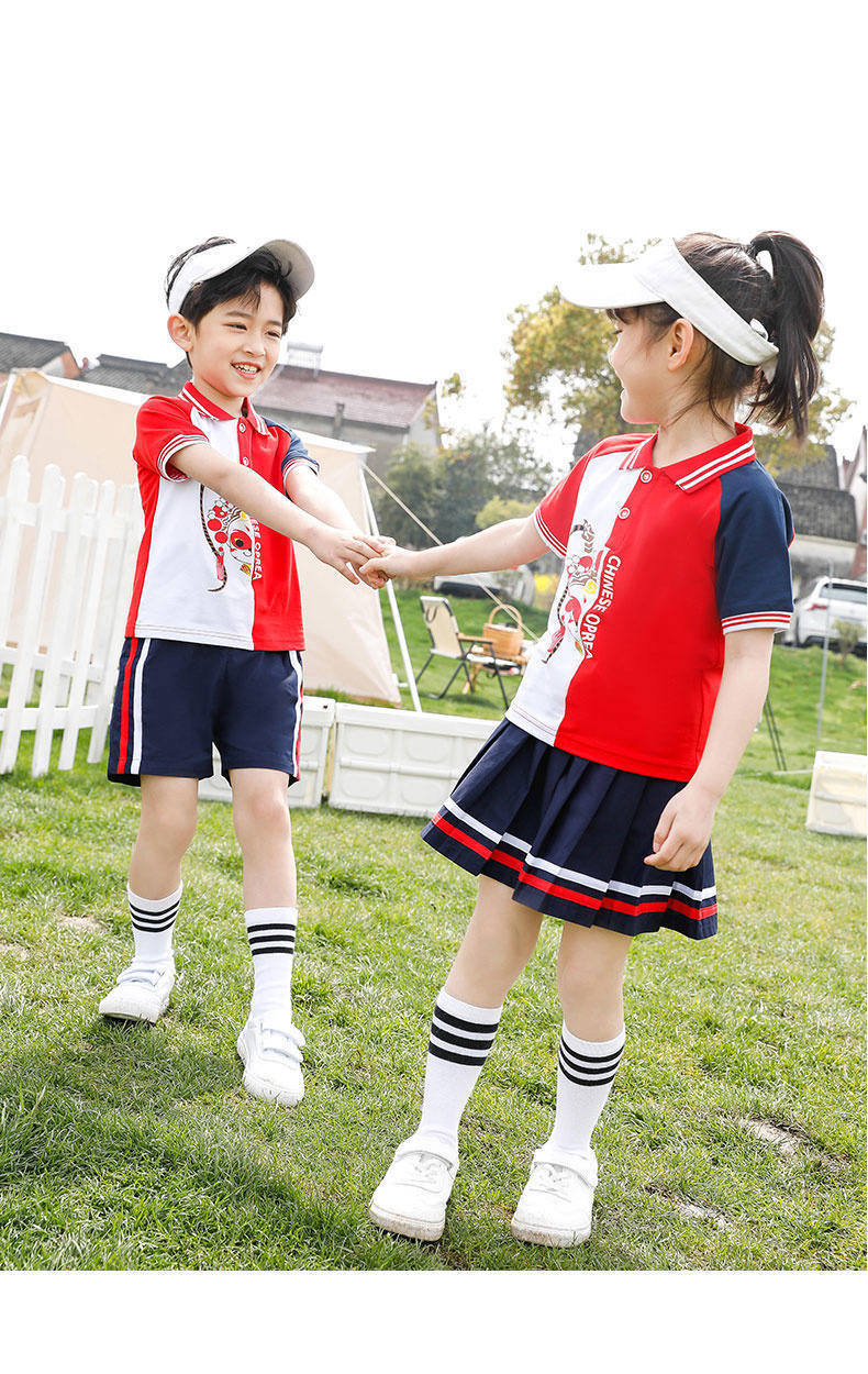 Summer campus primary and secondary school students sports style short-sleeved school uniform suit two-piece suit Z13-D106