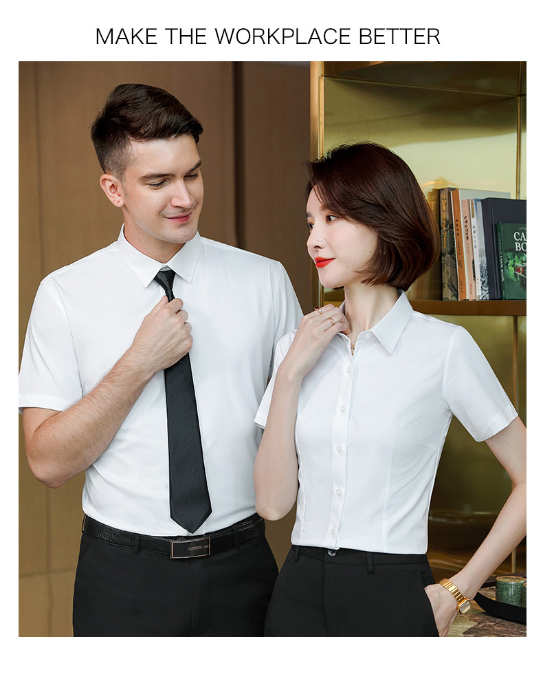 Spiral bamboo fiber slightly elastic men short-sleeved shirt DZ1-8703 short-sleeved shirt men