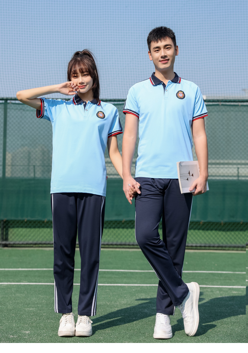 Summer elementary and middle school students junior high school students sports meeting short-sleeved school uniform set KA-870-9801 (without badge)