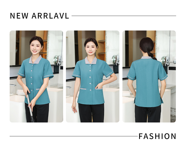 Lelis lapel high quality hotel cleaning service short-sleeved top H14-005-010 men