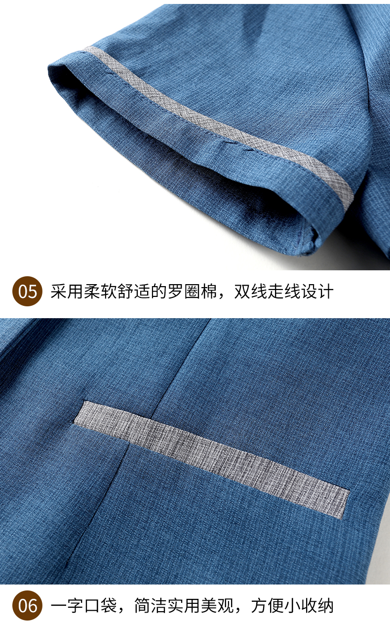 Linen breathable hotel cleaning clothes short-sleeved top H14-011-015 men