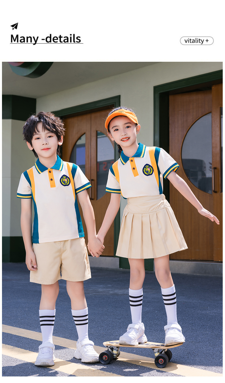 Color matching sports style primary and secondary school students short-sleeved school uniform class uniform sportswear suit Z13-D70