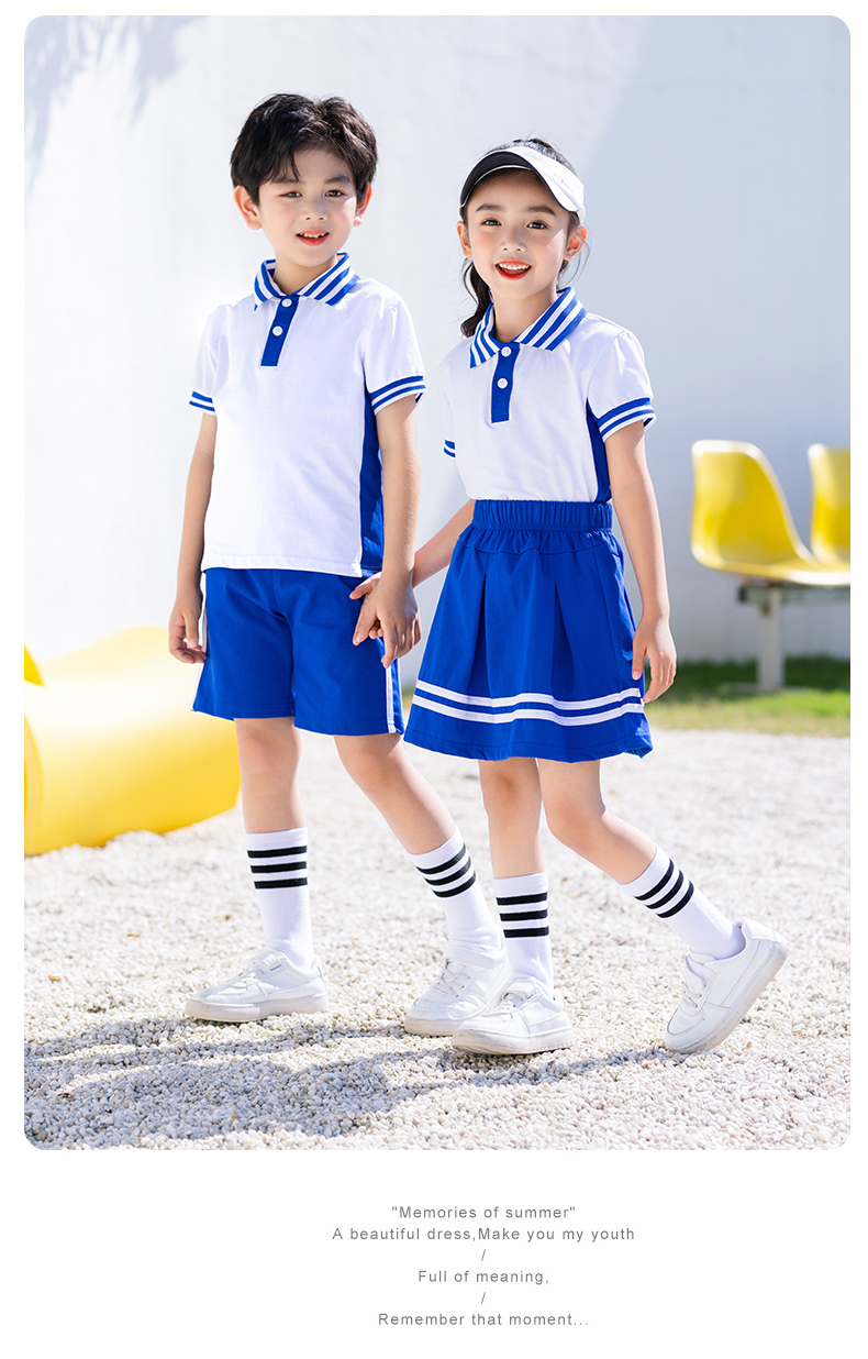 Sports style children campus uniform lapel short sleeve D11-2136