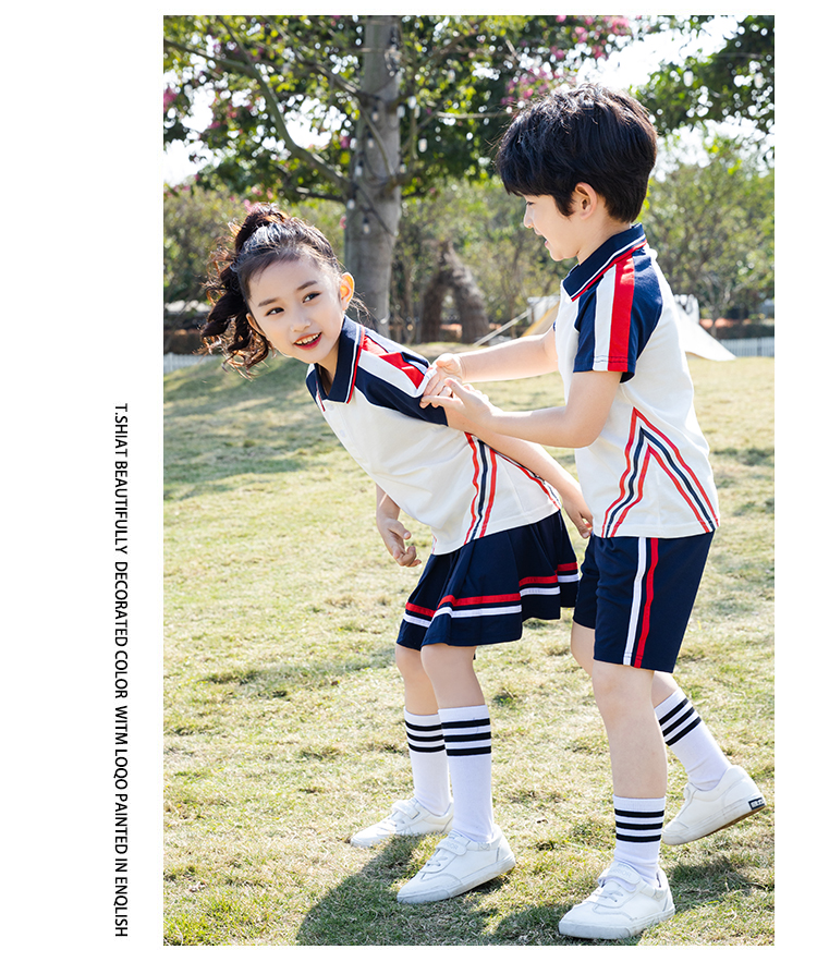 Primary and secondary school students school uniforms, casual lapel short sleeves D11-2137