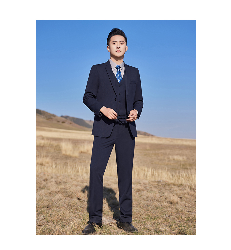 400g color spinning pearl edge business two button suit jacket 129-6380 double button jacket men