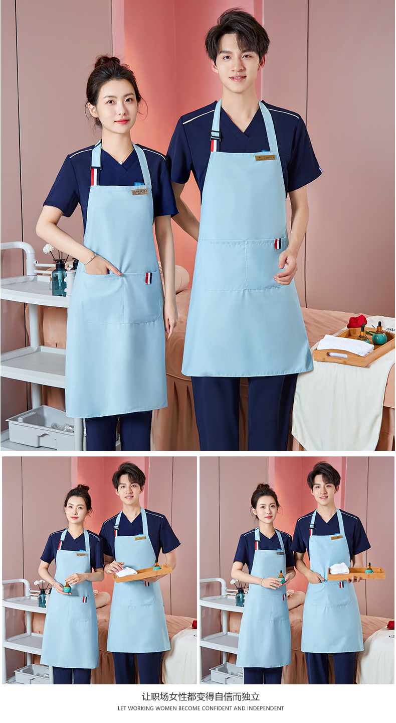 Solid color slim beauty technician clothing short-sleeved suit DM2-23522 men trousers