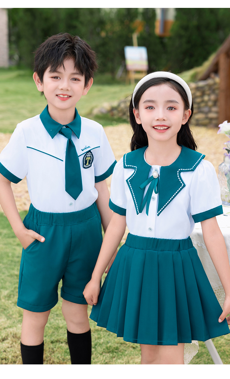 Skin-friendly and breathable siro spinning campus contrast color design school uniform suit 894-2433