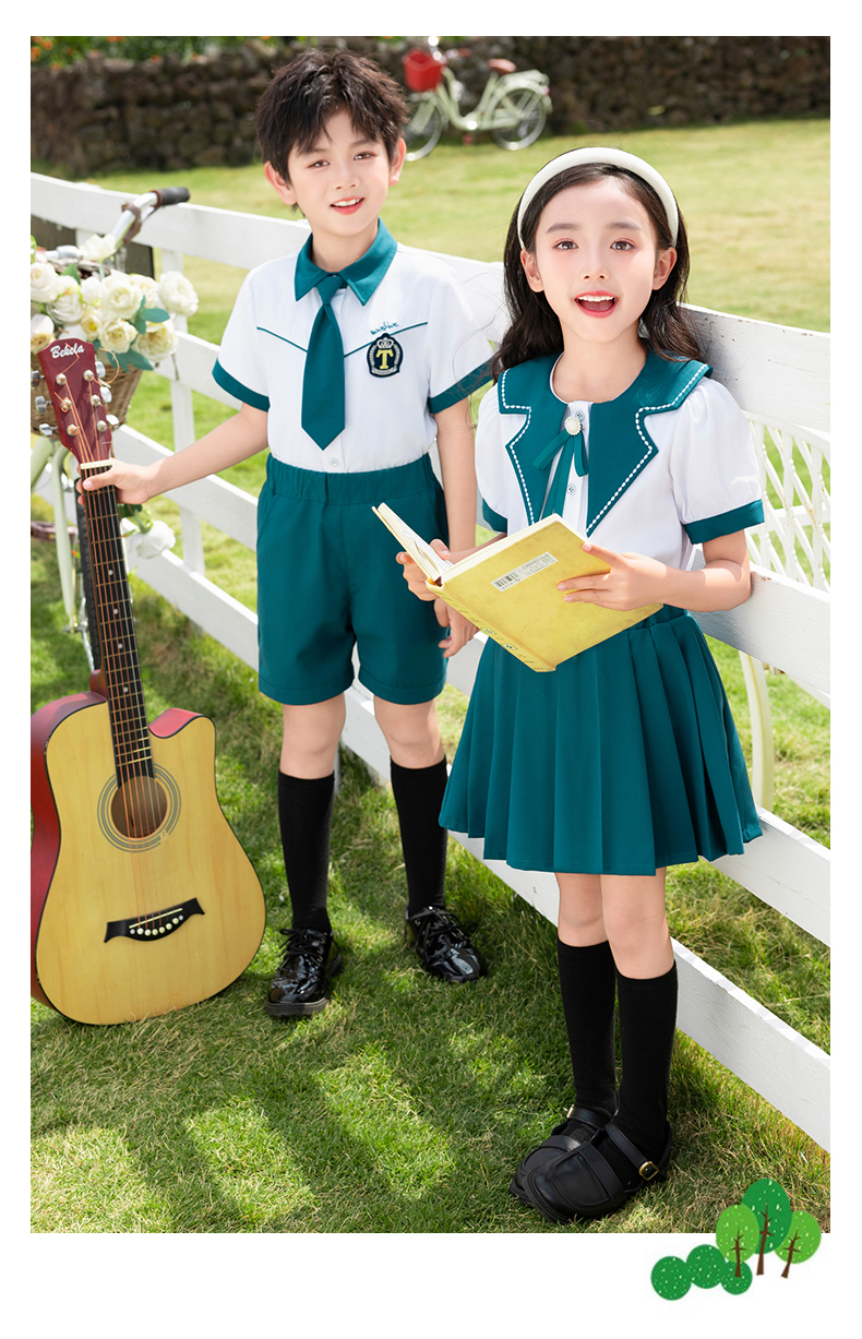 Skin-friendly and breathable siro spinning campus contrast color design school uniform suit 894-2433