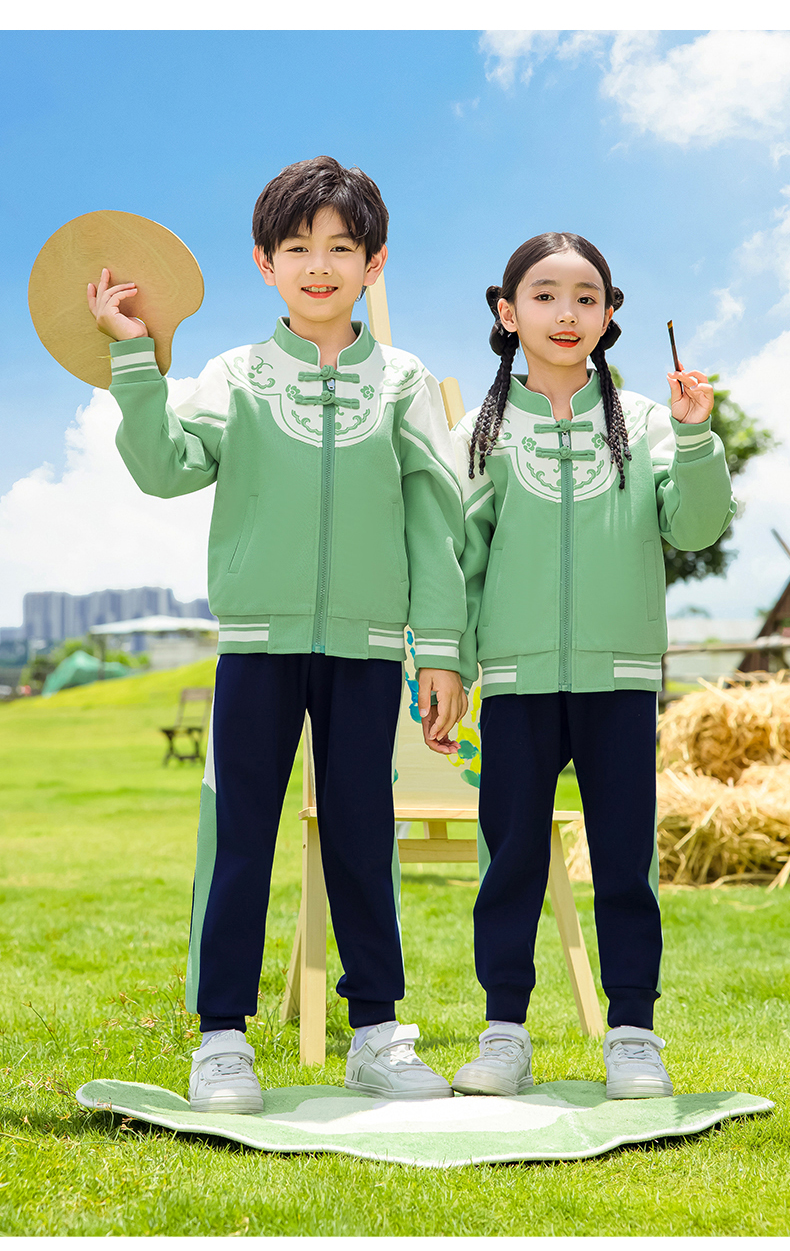 Children sports long-sleeved school uniform spring and autumn two-piece suit 215-9201