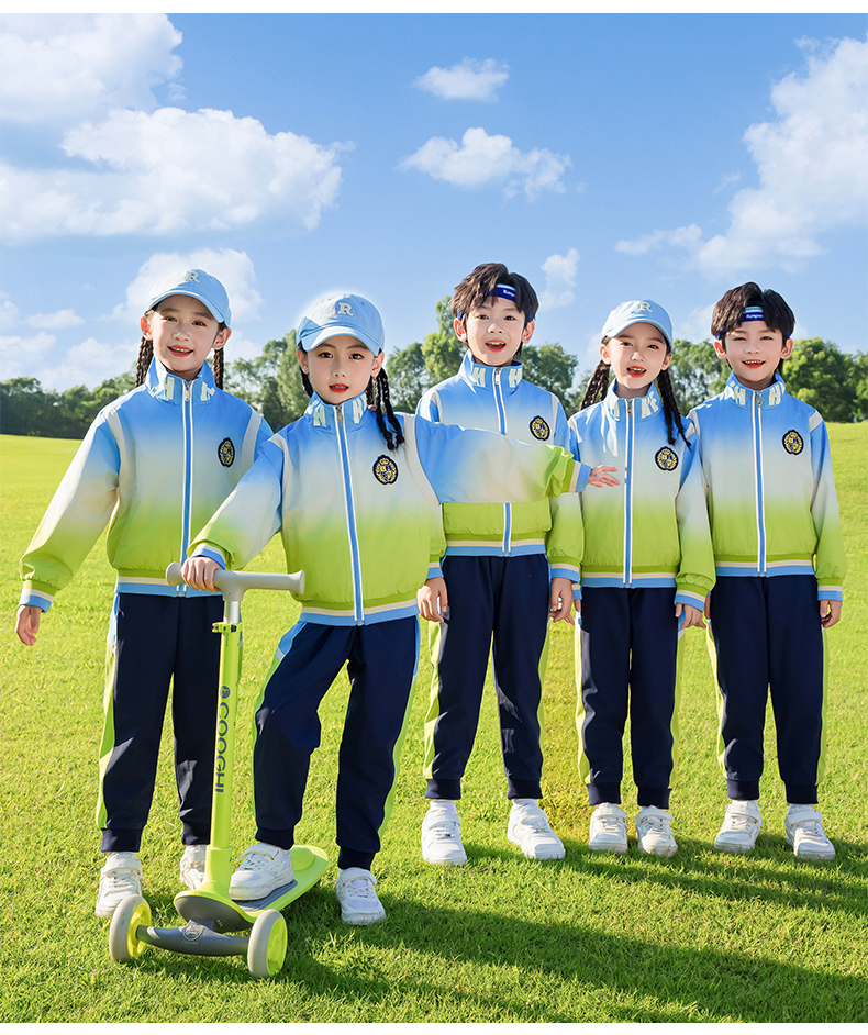 Children sports long-sleeved school uniform spring and autumn two-piece suit 215-9203