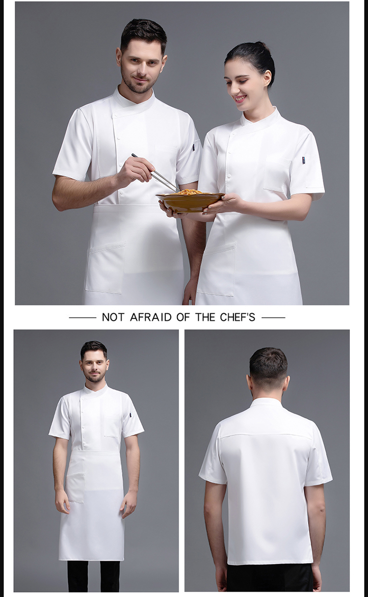 Solid color single row hotel restaurant chef uniform short sleeve top H12-L003