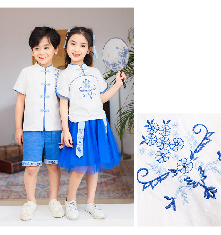 Pure cotton Chinese style improved Tang suit kindergarten performance costume short-sleeved suit 894-2042