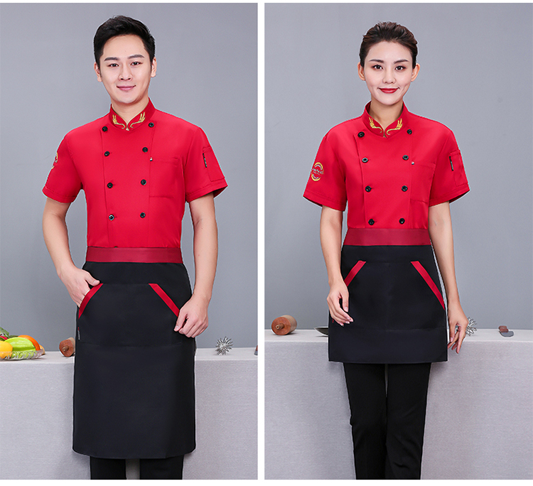 Roumeini wheat ear chef uniform short-sleeved top N01-20D129-20D132