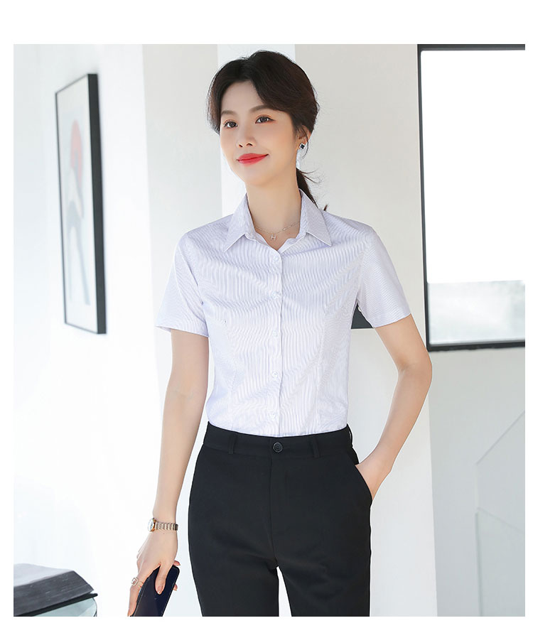 White striped professional men short-sleeved lining 111-982 men short-sleeved shirt