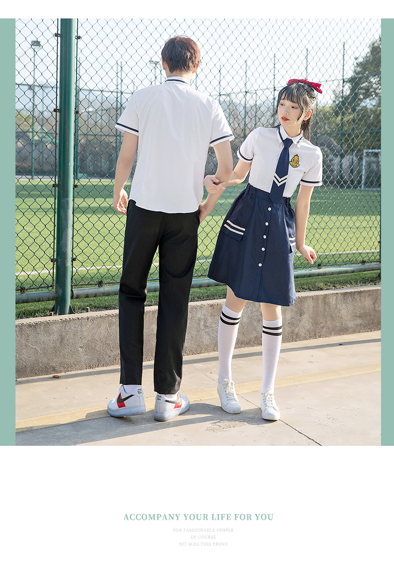 Youthful and energetic middle school student short-sleeved lapel school uniform for men and women H18-1938