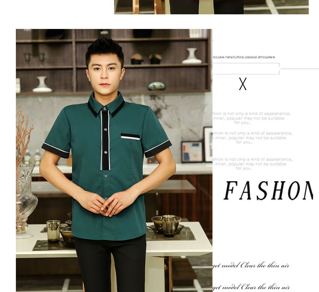 King shirt waiter work clothes top + apron H19-L013