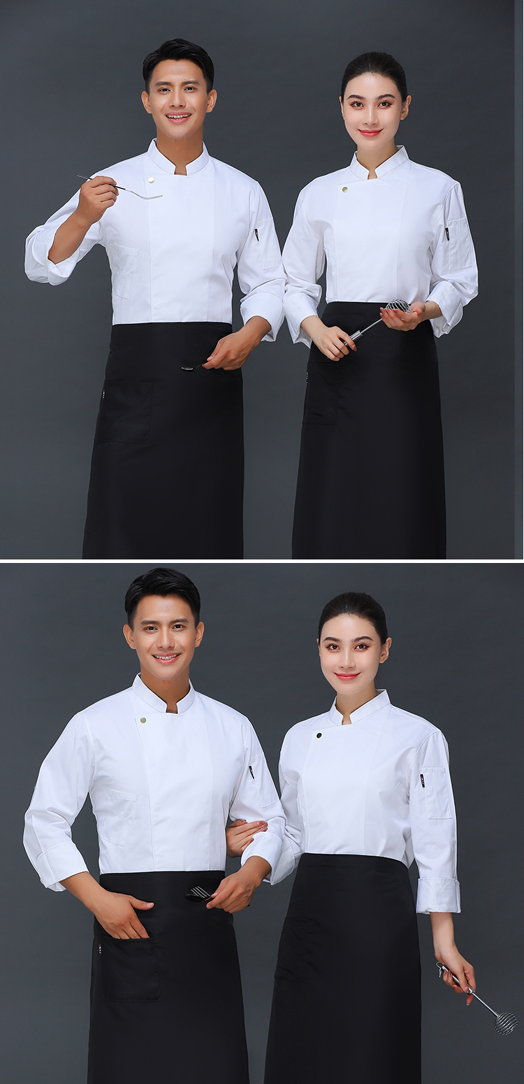 300g workwear single button long sleeve chef uniform top V01-017