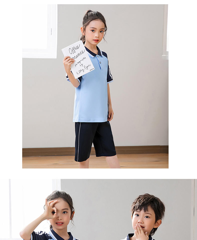 Summer children campus sports style short-sleeved school uniform suit two-piece suit KA-1078-8855