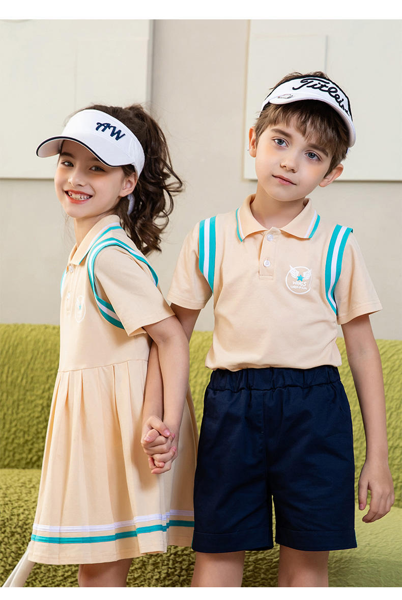 College sports style elementary and middle school students summer short-sleeved school uniform suit two-piece suit 215-800