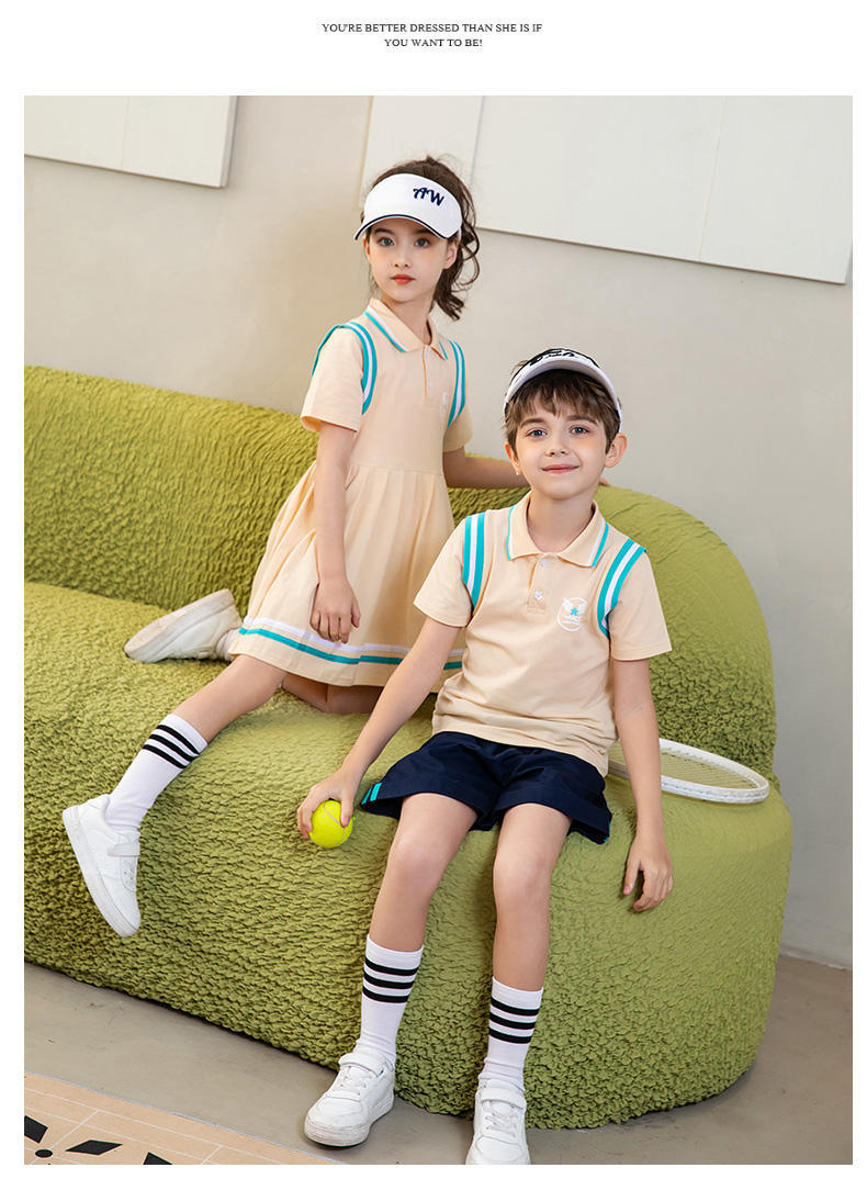 College sports style elementary and middle school students summer short-sleeved school uniform suit two-piece suit 215-800