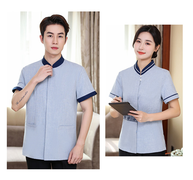 Ribbon cleaning half-sleeved work clothes short-sleeved top H14-003-009