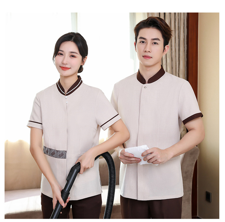 Ribbon cleaning half-sleeved work clothes short-sleeved top H14-003-009