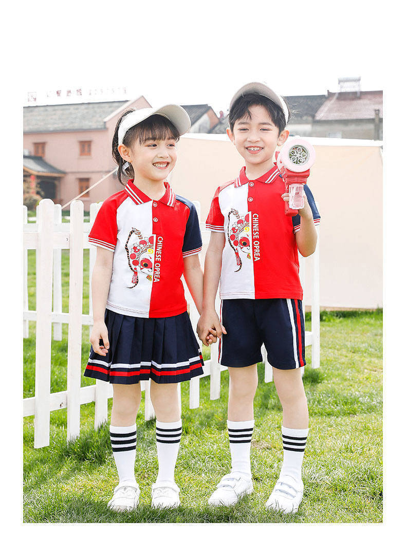 Summer campus primary and secondary school students sports style short-sleeved school uniform suit two-piece suit Z13-D106