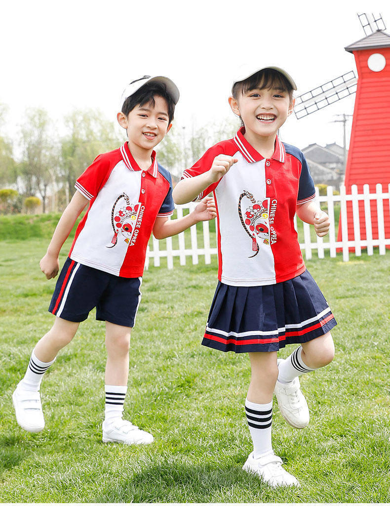 Summer campus primary and secondary school students sports style short-sleeved school uniform suit two-piece suit Z13-D106