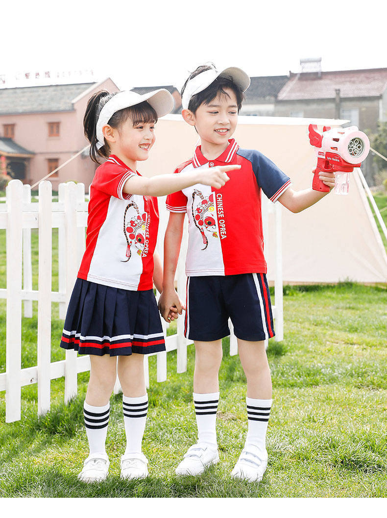 Summer campus primary and secondary school students sports style short-sleeved school uniform suit two-piece suit Z13-D106