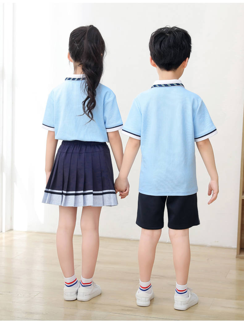 Summer sports style short-sleeved school uniform for primary and secondary school students, two-piece suit H23-1601 (with badge)