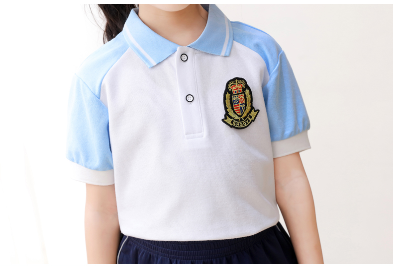 Summer kindergarten uniforms British style children graduation uniforms short-sleeved suits two-piece suits H23-1606 (including badges)