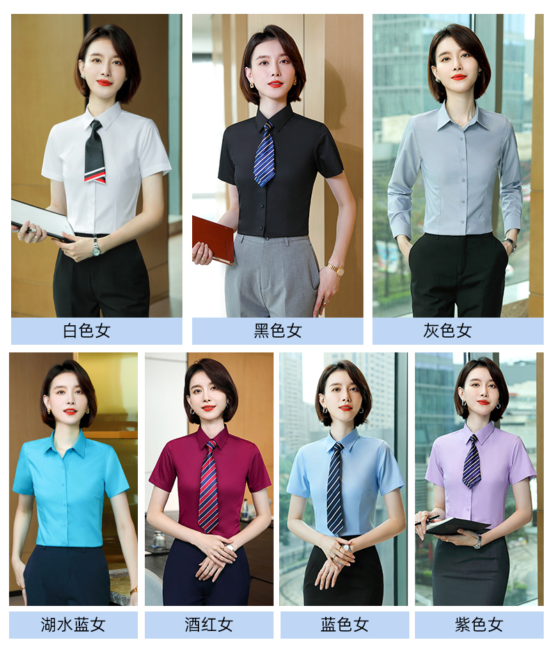 Fine twill bamboo fiber slightly elastic women short-sleeved shirt DZ1-8705 short-sleeved shirt women