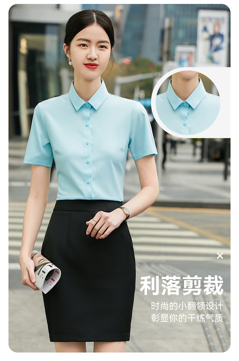 Bamboo fiber breathable professional short-sleeved shirt DJ1-2788 women