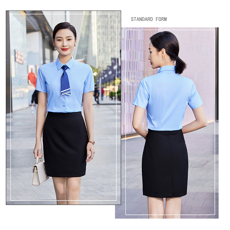 Classic bamboo fiber elastic workplace short-sleeved shirt for women DQ1-1110 short-sleeved women