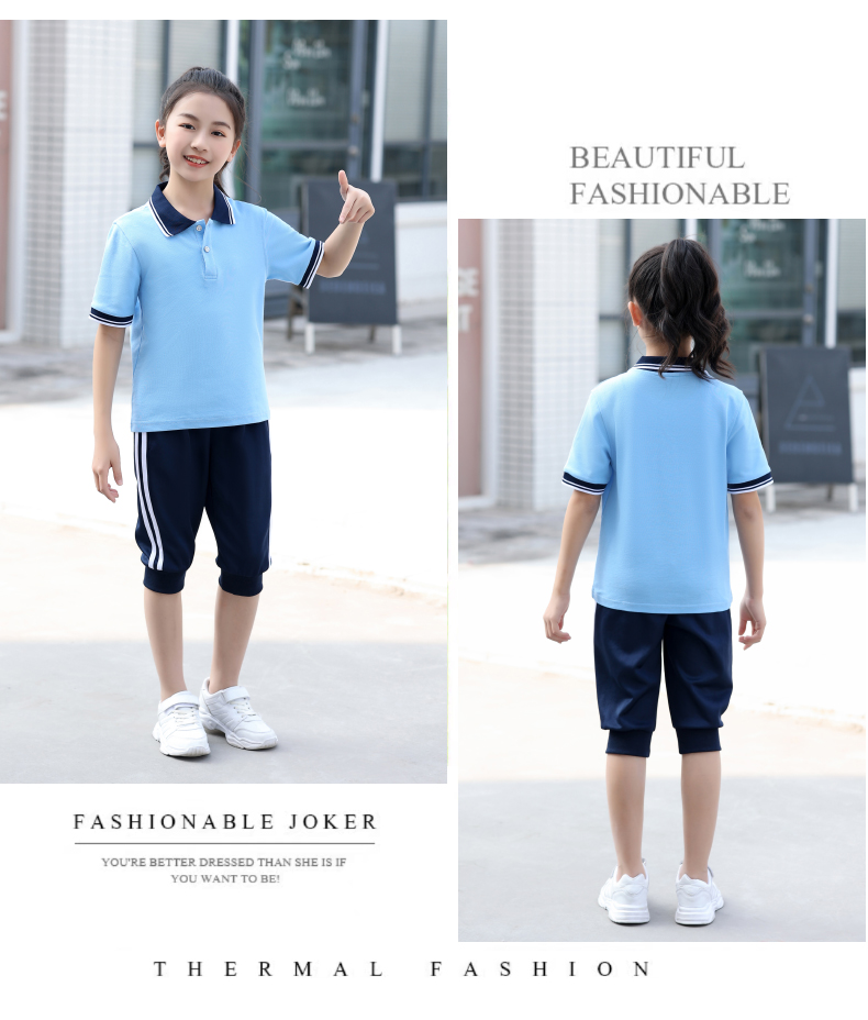 Primary and secondary school students college style sports spring and autumn school uniform suit KA-622-1618 short-sleeved shorts suit