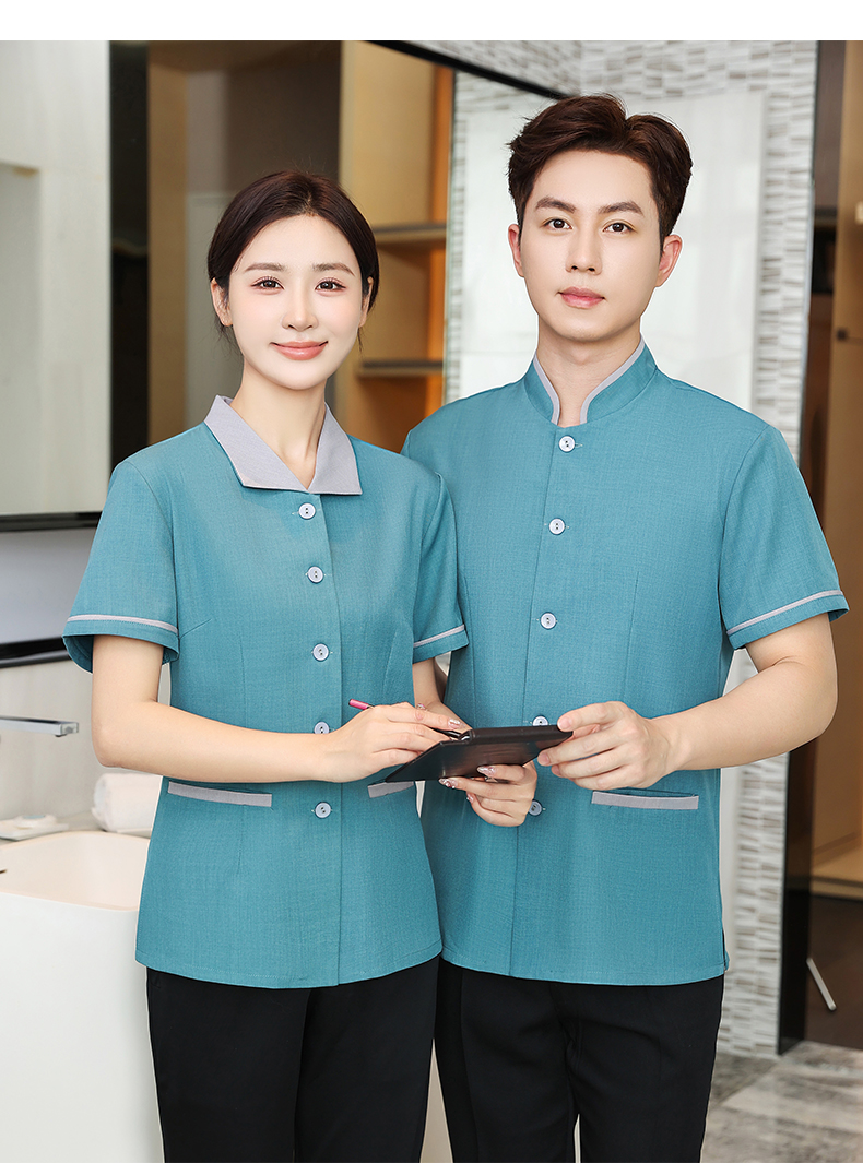 Lelis lapel high quality hotel cleaning service short-sleeved top H14-005-010 men