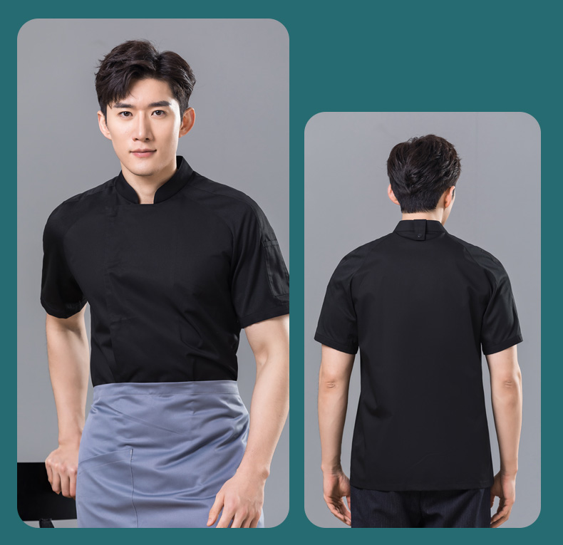 Raglan sleeves concealed button restaurant hotel chef uniform short-sleeved tops universal style H01-2023-13