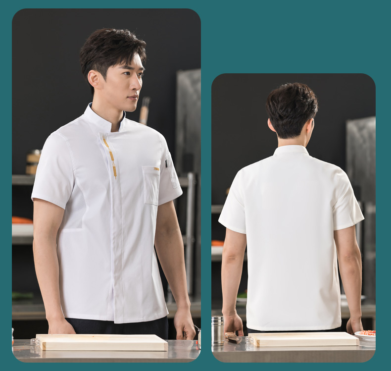 Wheat Ear Restaurant Hotel Chef Uniform Short Sleeve Top + Gray Apron Universal H01-23001