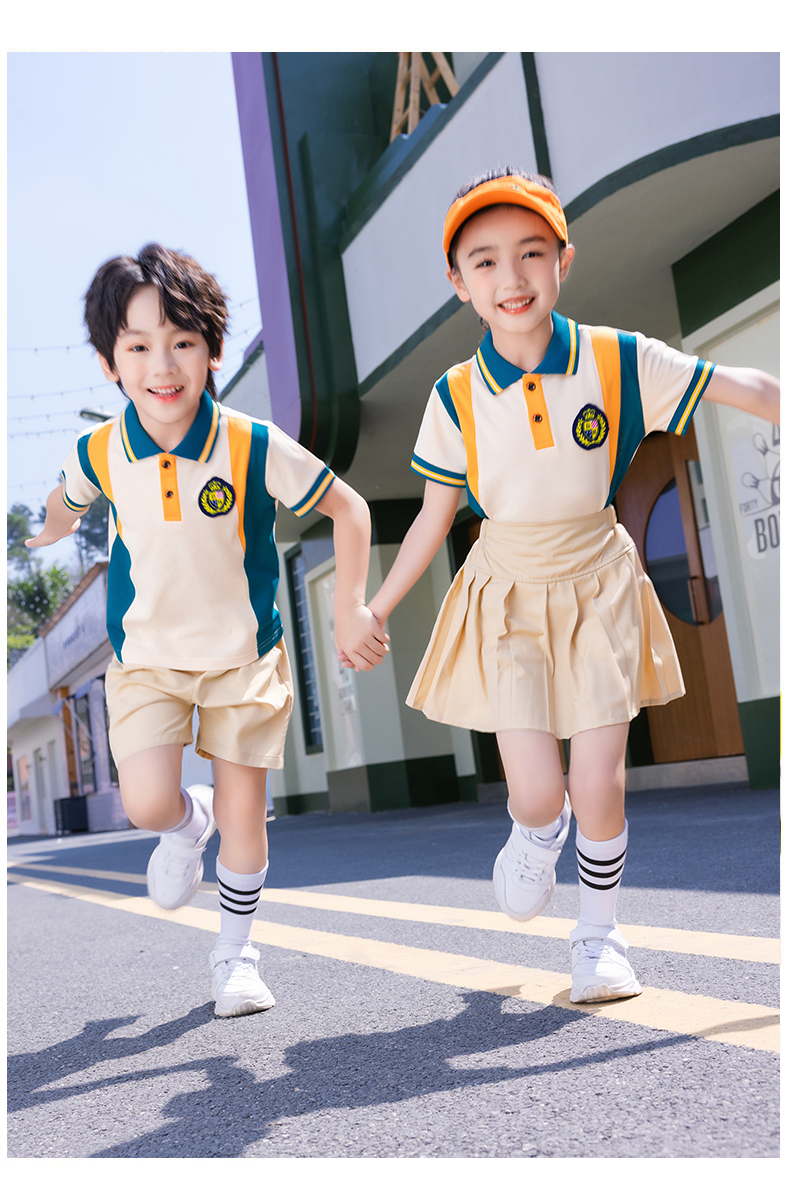 Color matching sports style primary and secondary school students short-sleeved school uniform class uniform sportswear suit Z13-D70