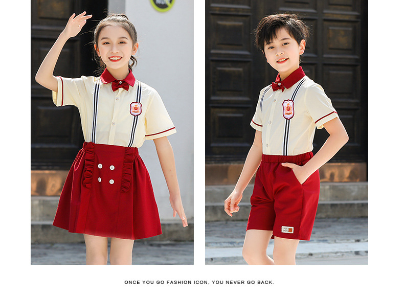 Kindergarten summer uniform red primary school student class uniform set H18-2023-13