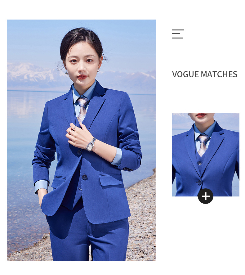 400g color spinning pearl edge business two button suit jacket 129-6380 double button jacket for women