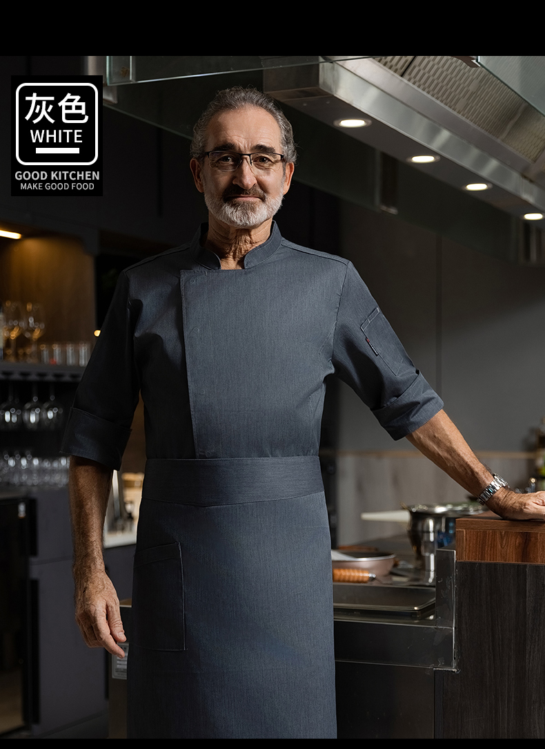 Polyester cotton western restaurant mid-sleeve chef uniform top H20-C21-591