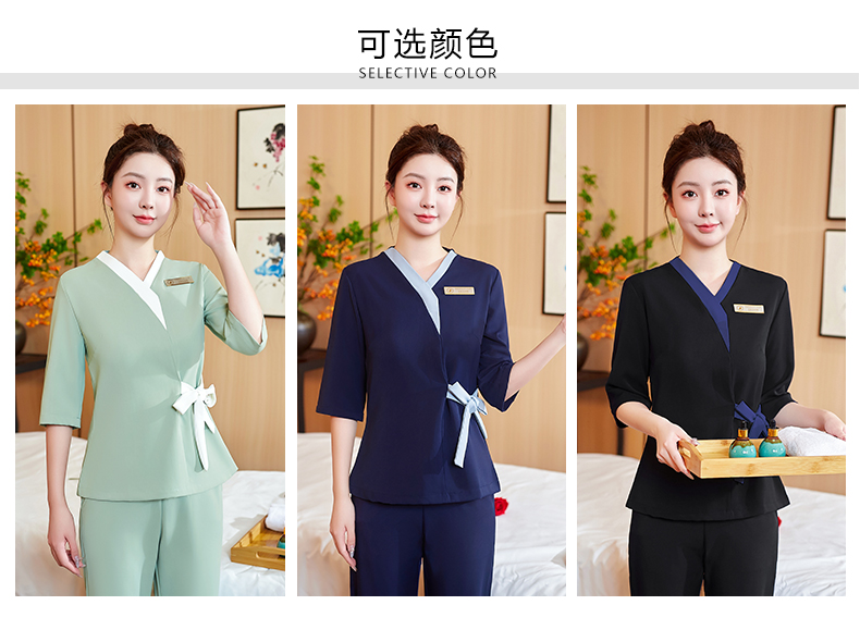 Y-neck cross butterfly slim technician suit mid-sleeve suit DM2-23668 trousers