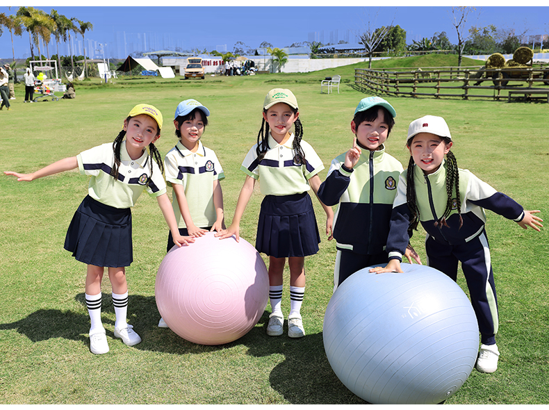 Wear-resistant and durable color matching fashionable British sports style school uniform suit summer style 669-2402