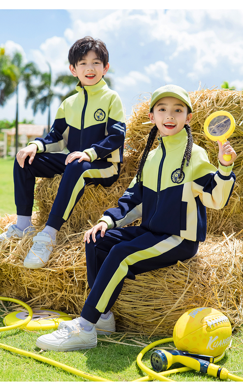 Children sports long-sleeved school uniform spring and autumn two-piece suit 215-9176