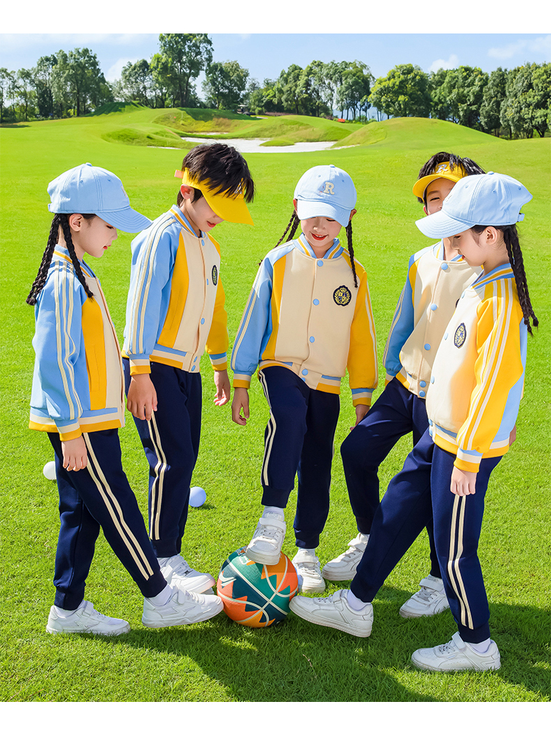 Children sports long-sleeved school uniform spring and autumn two-piece suit 215-9177