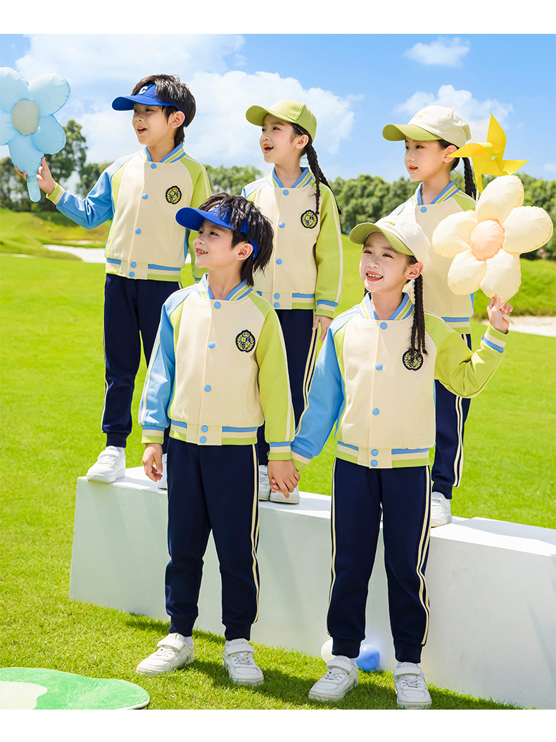 Children sports long-sleeved school uniform spring and autumn two-piece suit 215-9178