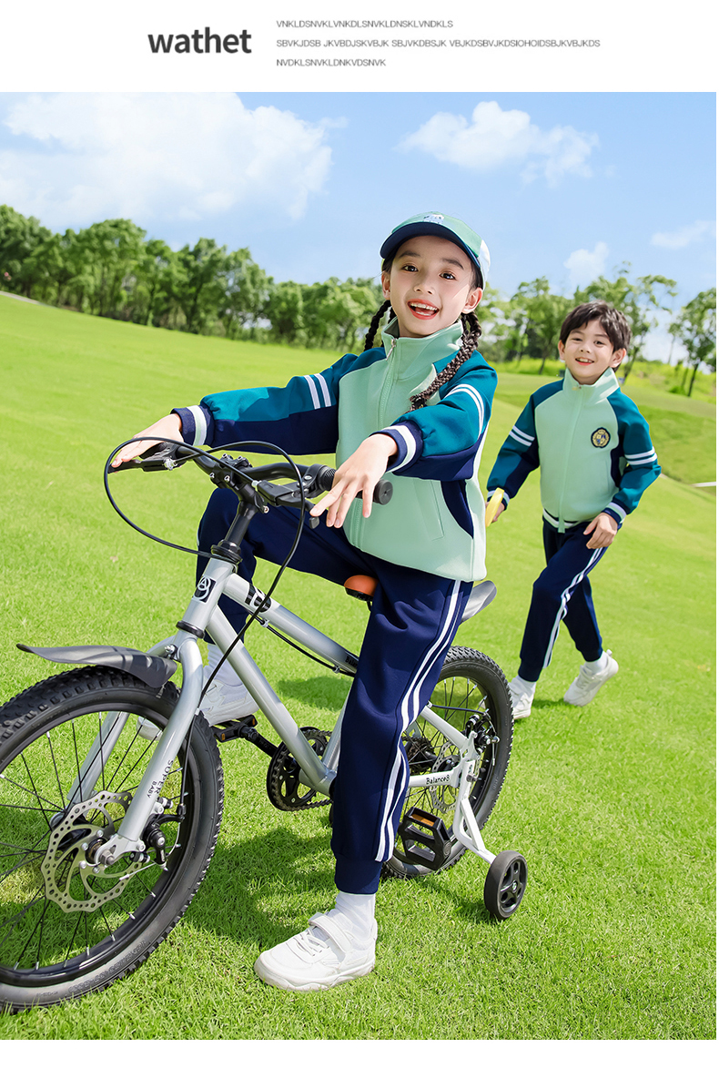 Children sports long-sleeved school uniform spring and autumn two-piece suit 215-9198